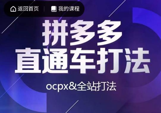 互力·拼多多直通车打法，ocpx&全站打法