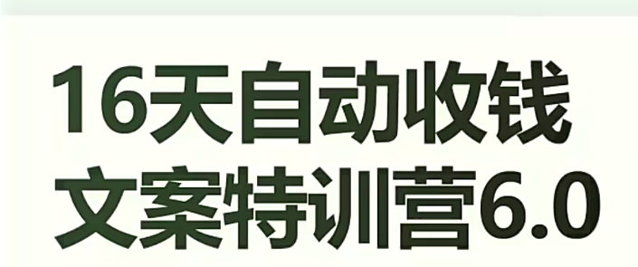 16天自动收钱文案特训营6.0，学会儿每天自动咔咔收钱