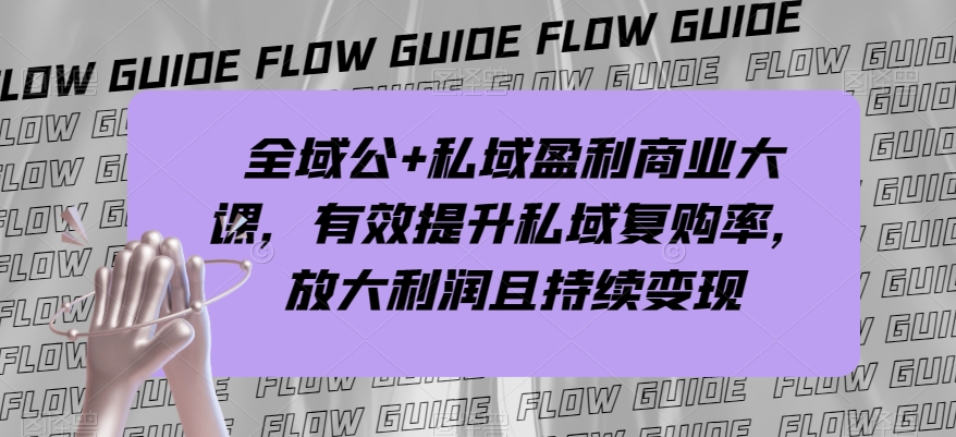 全域公+私域盈利商业大课，有效提升私域复购率，放大利润且持续变现