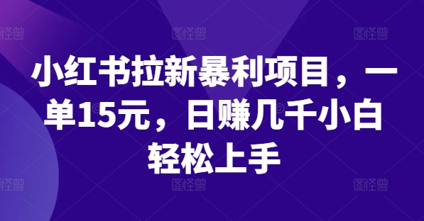 小红书拉新暴利项目，一单15元，日赚几千小白轻松上手【揭秘】