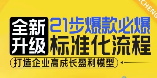 21步爆款必爆标准化流程，全新升级，打造企业高成长盈利模型