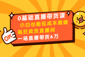 0基础直播带货课：小白也能低成本搭建疯狂卖货直播间：1场直播带货6万