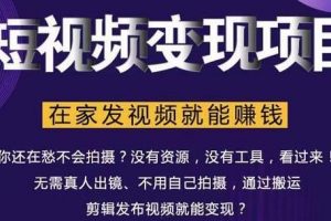 在家也能操作的短视频赚钱项目，无需真人，不用拍摄，纯搬运月入2到5万