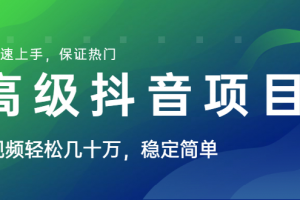 山城先生高级抖音项目：视频轻松几十万，稳定简单，快速上手，保证热门