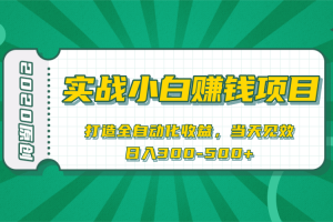 2020原创实战小白赚钱项目，打造全自动化收益，当天见效，日入300-500+