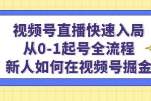 视频号直播快速入局：从0-1起号全流程，新人如何在视频号掘金