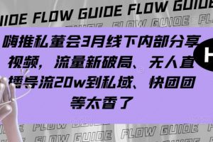 嗨推私董会3月线下内部分享视频，流量新破局、无人直播导流20w到私域、快团团等太香了