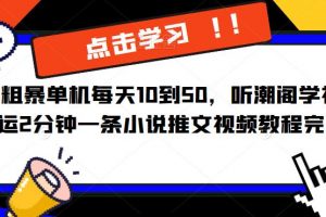 简单粗暴单机每天10到50，听潮阁学社暴力搬运2分钟一条小说推文视频教程完整版【揭秘】