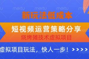 低成本烧烤摊技术虚拟项目新玩法，短视频运营策略分享，快人一步【揭秘】