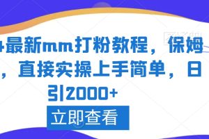 2024最新mm打粉教程，保姆教学，直接实操上手简单，日引2000+【揭秘】