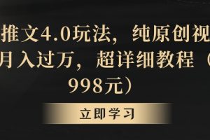 小说推文4.0玩法，纯原创视频，轻松月入过万，超详细教程（价值998元）【揭秘】