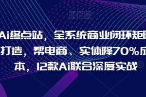 Ai终点站，全系统商业闭环矩阵打造，帮电商、实体降70%成本，12款Ai联合深度实战