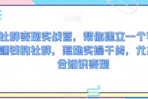 社群变现实战营，帮你建立一个可以赚钱的社群，落地实操干货，尤其适合知识变现