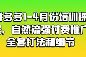 拼多多1-4月份培训课程，自然流强付费推广全套打法和细节