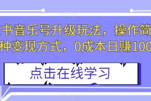 小红书音乐号升级玩法，操作简单，多种变现方式，0成本日赚1000+【揭秘】