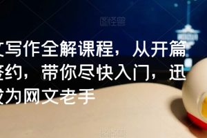 网文写作全解课程，从开篇到签约，带你尽快入门，迅速成为网文老手