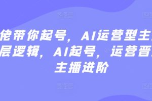 大佬带你起号，AI运营型主播，底层逻辑，AI起号，运营晋级，主播进阶