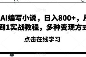 靠AI编写小说，日入800+，从0到1实战教程，多种变现方式【揭秘】