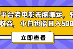 腾讯平台老电影无脑搬运，轻松撸收益，小白也能日入500+【揭秘】