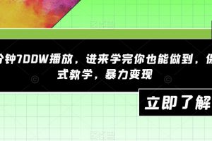 一分钟700W播放，进来学完你也能做到，保姆式教学，暴力变现【揭秘】