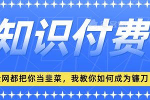 2024最新知识付费项目，小白也能轻松入局，全网都在教你做项目，我教你做镰刀【揭秘】