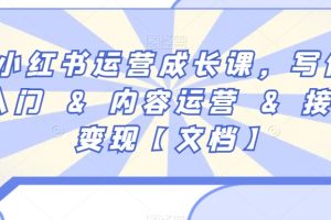 小红书运营成长课，写作入门&内容运营&接广变现【文档】