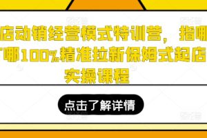 全店动销经营模式特训营，指哪打哪100%精准拉新保姆式起店实操课程