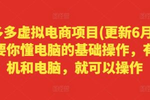 拼多多虚拟电商项目(更新6月)，只要你懂电脑的基础操作，有手机和电脑，就可以操作