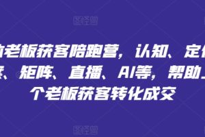 实体老板获客陪跑营，认知、定位、文案、矩阵、直播、AI等，帮助上万个老板获客转化成交