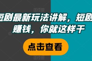 短剧最新玩法讲解，短剧想赚钱，你就这样干