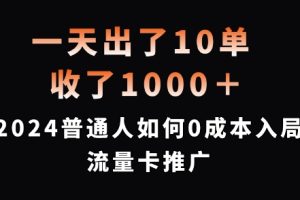 一天出了10单，收了1000+，2024普通人如何0成本入局流量卡推广【揭秘】