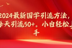 2024最新国学引流方法，每天引流50+，小白轻松上手【揭秘】