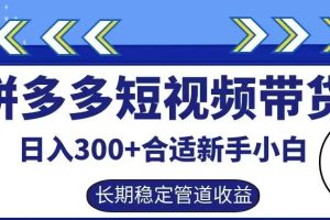 拼多多短视频带货日入300+有长期稳定被动收益，合适新手小白【揭秘】