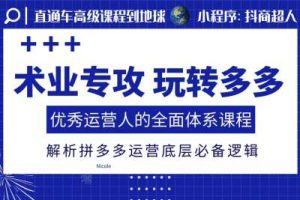 术业专攻玩转多多，优秀运营人的全面体系课程，解析拼多多运营底层必备逻辑