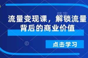 流量变现课，解锁流量背后的商业价值