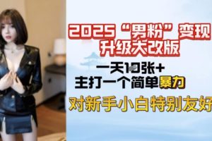 2025男粉变现全新玩法升级，日入上千简简单单，小白可轻松上手