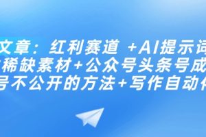 付费文章：红利赛道 +AI提示词 +批量找稀缺素材+公众号头条号成功起号不公开的方法+写作自动化